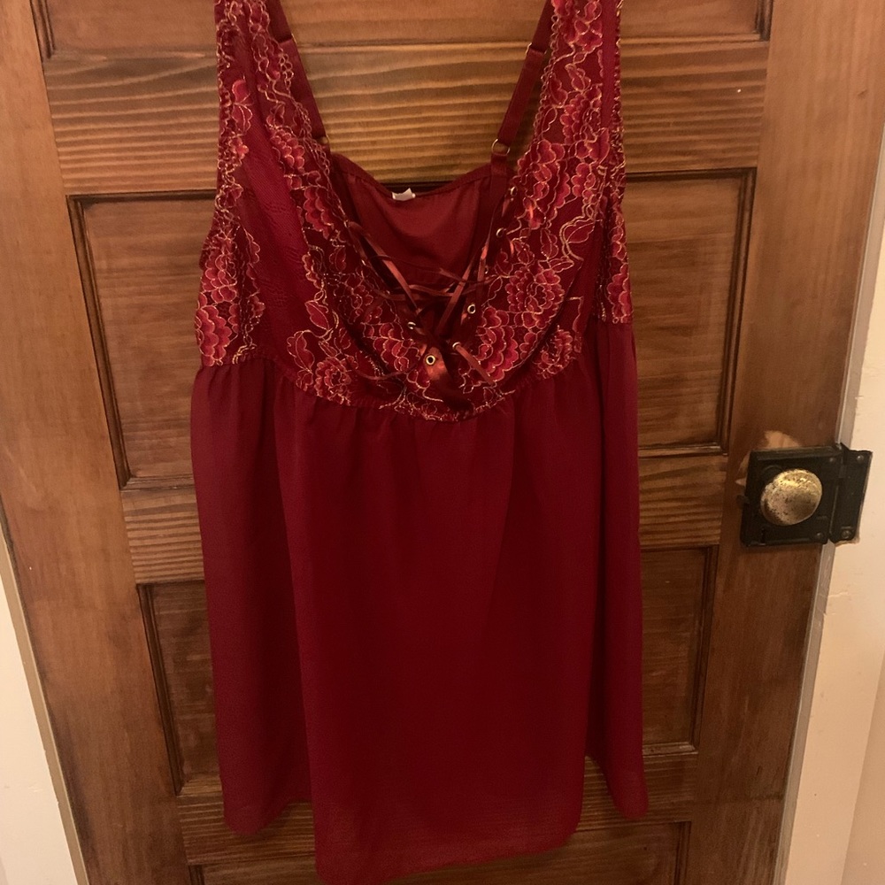 Red Lace Cacique Teddy and Thong Set